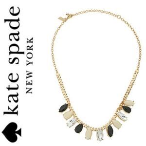 KATE SPADE NWT Black & Cream Drop Blcak Cream Crystal Necklace w/ Dust Bag